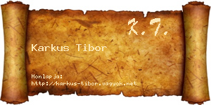 Karkus Tibor névjegykártya